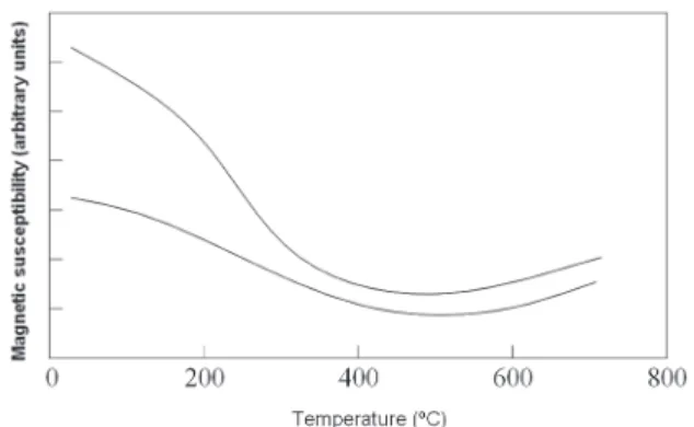 Figure 2. Magnetic susceptibility evolution curves of NiZn ferrite  studied.