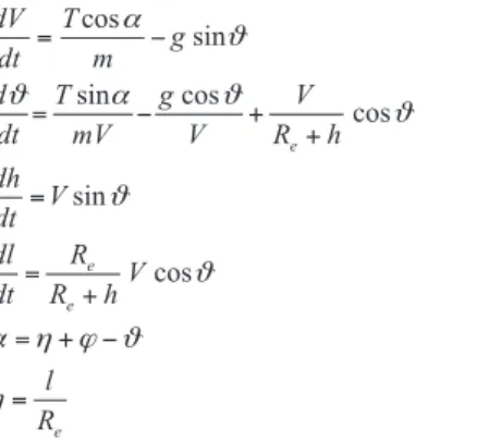 Figure 2 illustrates the forces acting on the upper stage  and below a set of governing equations of motion (He Linshu,  2004a; Xiao, 2001)