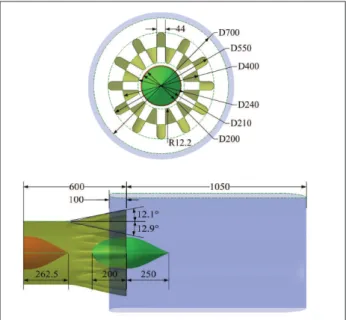 Figure 2 shows the scalloped lobed nozzles which are  investigated in this paper, and the geometrical dimensions for  each scalloping are shown in Fig