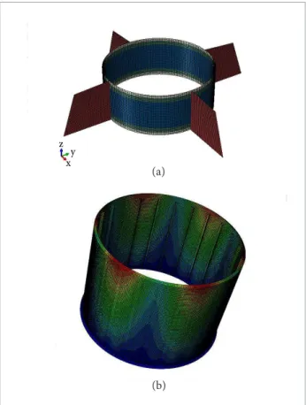 Figure 8. Structural analysis in CAE software with ins (a),  and with isolated structure (b).
