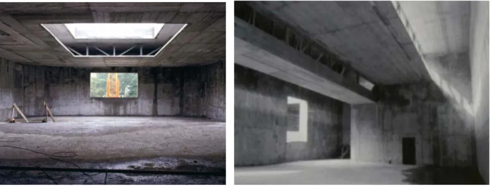 Fig. 4.20 e 4.21 – Interior do Museu de Serralves em fase de construção (à esquerda a sala 1 e à direita a sala 11) [68]