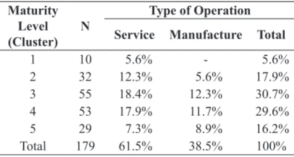 Table 3.  % of companies in each maturity level.