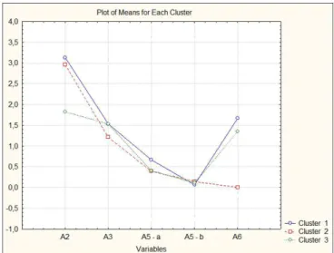 Figure 1. Average of variables for clusters. Source: Statistica 8.0.