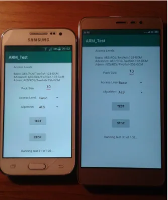 Figure 2. Devices used running the developed application.