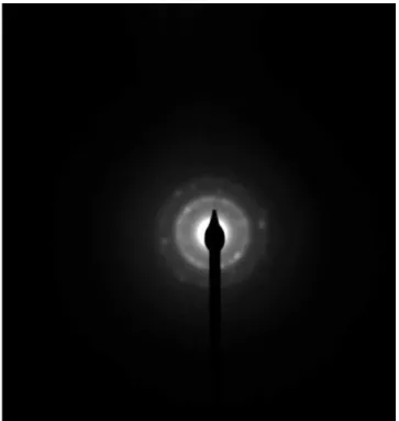 Figure 7: Electron diffraction of the sample’s crystalline phase after  immersion in SBF.