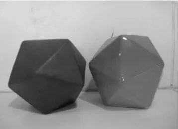 Figure 8: Glazed ceramic icosahedrons obtained by the presented  processing route.