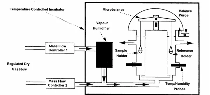 Figure 1: Schematics of the equipment used in drying experiments (DVS)  Table 1: Drying conditions used in experiments 