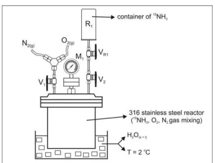 Figure 2: Gas loading system ( 15 NH 3 , O 2 , N 2 ) into the reactor 