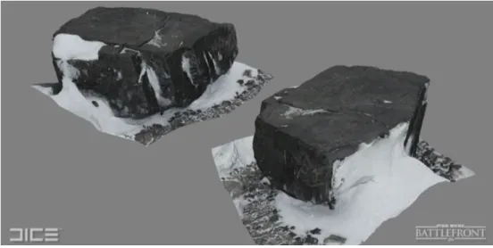 Figure 1.1: Photogrametric 3D model assets used in Start Wars Battle Front. Taken from DICE 2016
