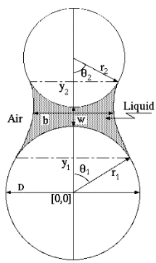 Figure 1: Liquid bridge between two particles 