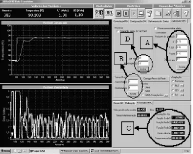 Figure 3: Control system main screen (“A” represents the adjust of parameters N,  α ,  λ 1 ,  λ 2 ,  λ c 