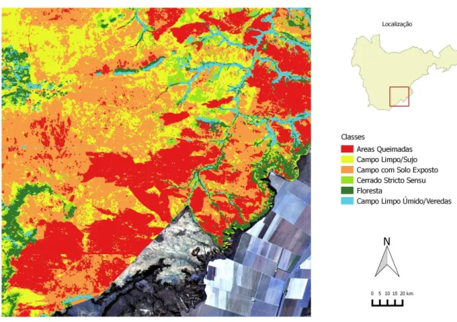 Figura  11:  Mapa  da  Classificação  Final  Produzida  pelo  Minerador  de  Dados  J48  na  Imagem  RapidEye da cena 2333907 de 13/06/2011