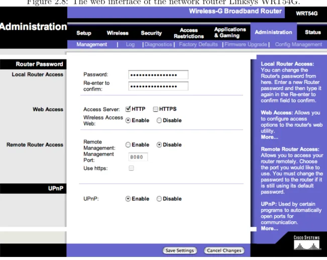 Figure 2.8: The web interface of the network router Linksys WRT54G.
