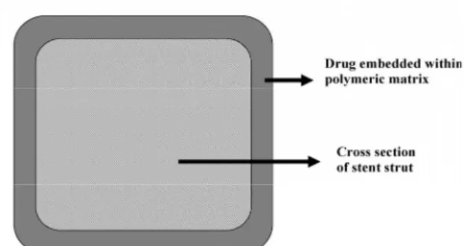 Figure 1a: Schematic of diffusion controlled  drug coated stent - Reservoir base Cypher™ stent 