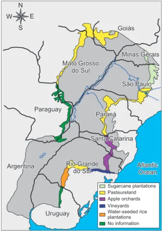 Figure 1: Map of the recharge area in the  Guarany Aquifer (Borghetti and Borghetti, 2004) 