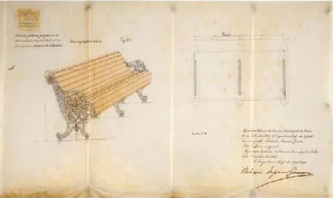 Figure 9 - Drawing schematics of street furnishings as part of the public  refurbishment program for the Avenida da Liberdade in 1885 by 