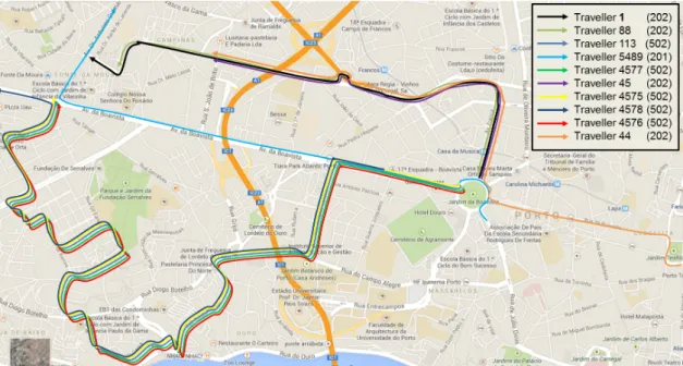 Figure 4.20: Map representation of traveller 1’s temporary network connections at 08:45 since this only destroys 1’s connections to them.