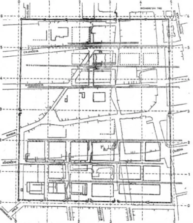 Figura 11: Malha quadrangular sobreposta sobre a cidade de Emona, CENTRO BRASILEIRO DA CONSTRUÇÃO  BOUWCENTRUM (1972)