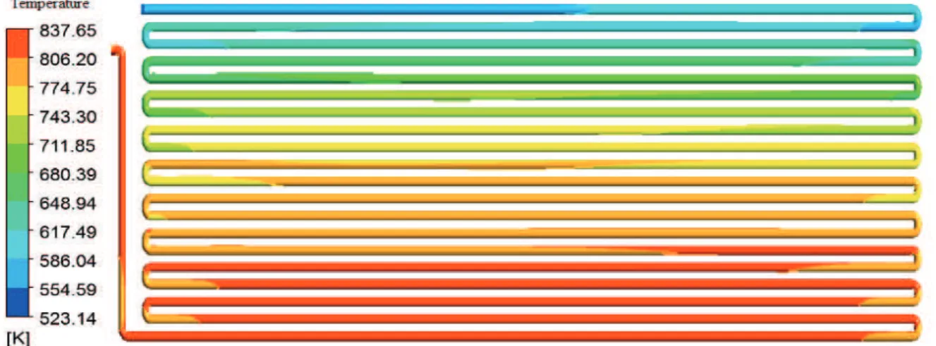 Figure 9.  Temperature proile on the inner surface of the reactor.