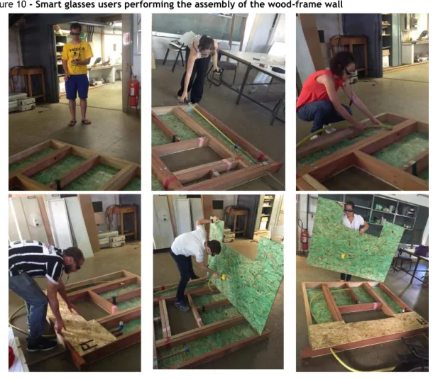 Figure 10 - Smart glasses users performing the assembly of the wood-frame wall 