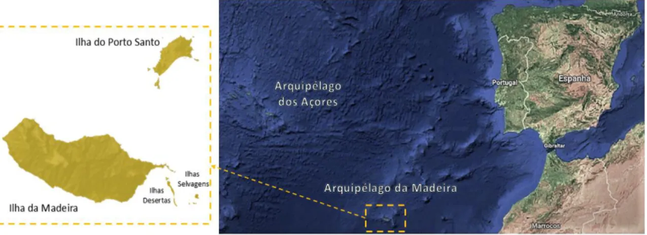 Fig 13: Esquema da Localização Geográfica do Arquipélago da Madeira. 