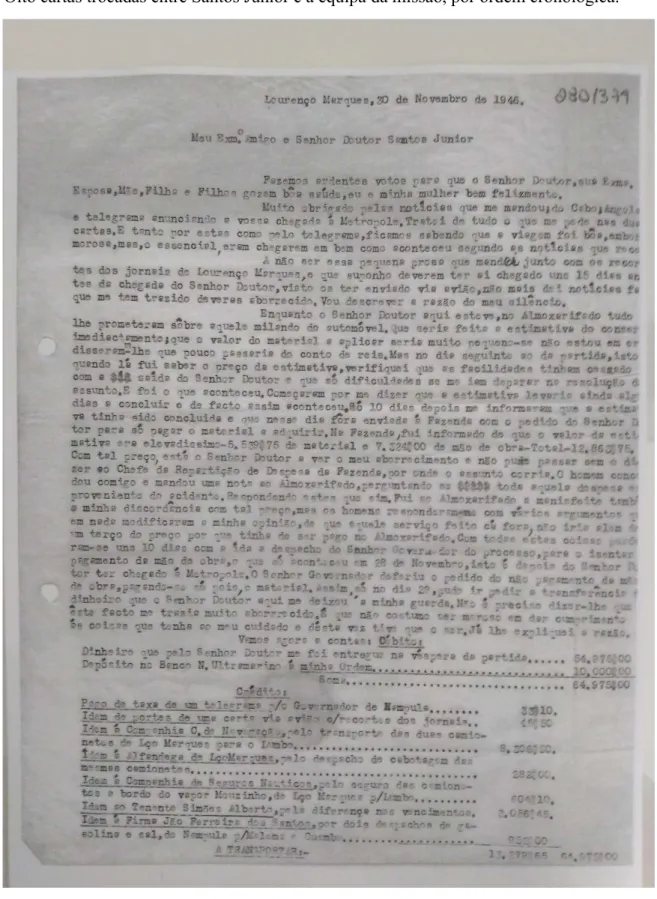 Figura 12. Carta de Luís dos Santos para Santos Júnior, 30 de Novembro de 1946 (1/2). Doc