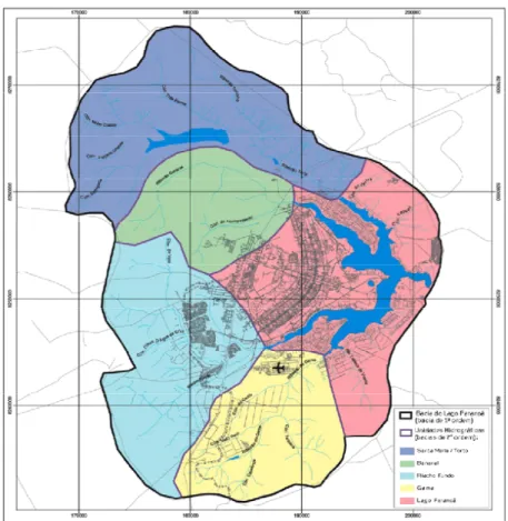 Figura 6.1 - Carta de unidades hidrográficas da bacia do lago Paranoá (SEMARH, 2001 A) 