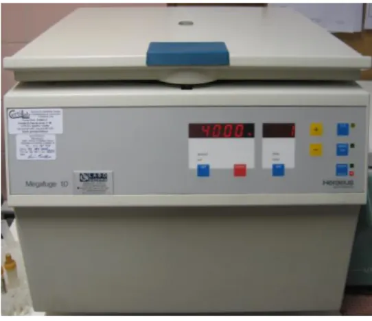 Figura 4 – Aparelho utilizado para a centrifugação do sangue no laboratório da urgência do CHCB,  E.P.E.