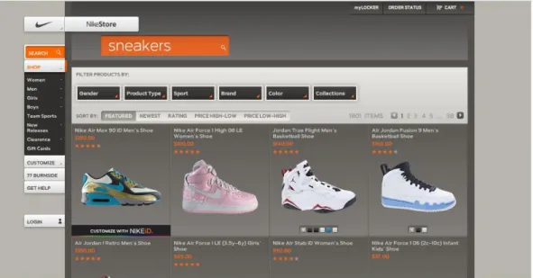 Figura 4 – Interface do site da Nike, www.nike.com 