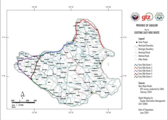 Figure 1 - Road network and the existing route of easyride service