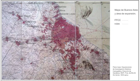 Figura 1 - Mapa de Buenos Aires y Área de Expansión. Circa 1935 