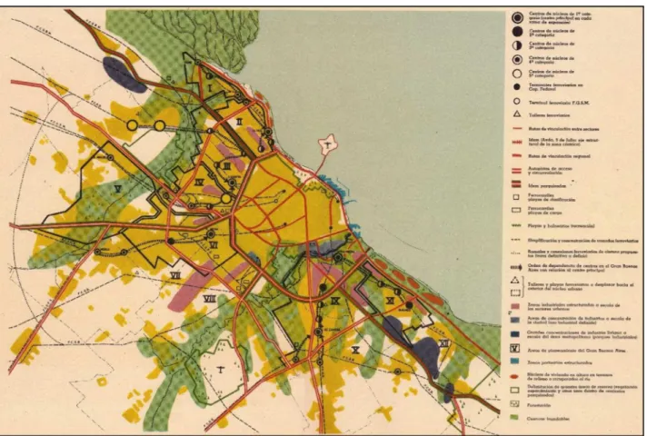 Figura 5 - Lineamientos estructurales para el Gran Buenos Aires. Plano de los lineamientos estructurales para el Gran Buenos Aires