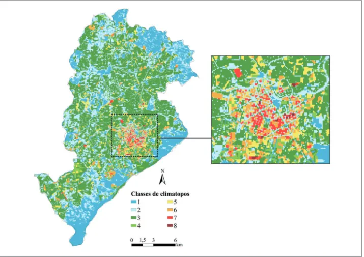 Figura 4 - Mapa climático analítico de Belo Horizonte. (A área ampliada corresponde à área central da cidade).