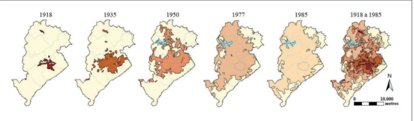 Figura 2 - Evolução da mancha urbana de Belo Horizonte, período 1918 a 1995.