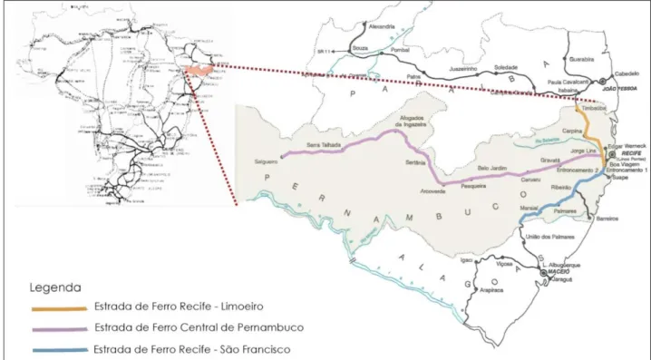 Figura 1 - Rede Ferroviária Federal em Pernambuco.