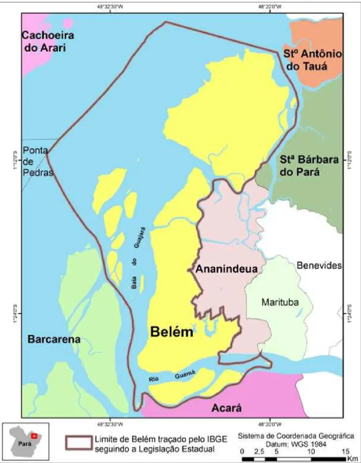 Figura 1 - Municípios que fazem fronteira com Belém, Estado do Pará  