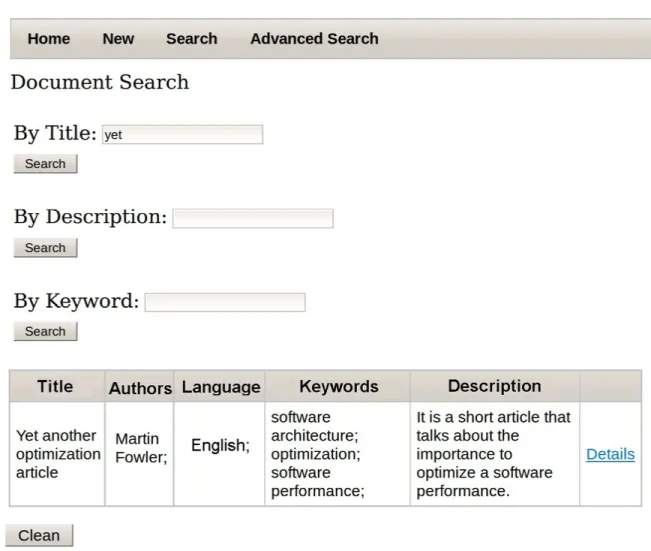 Figure 2. Searching for a document.