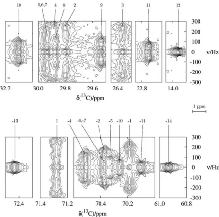 Fig. 6 Sketch illustrating the three types of orientational dependence of dipolar couplings referred to in the text