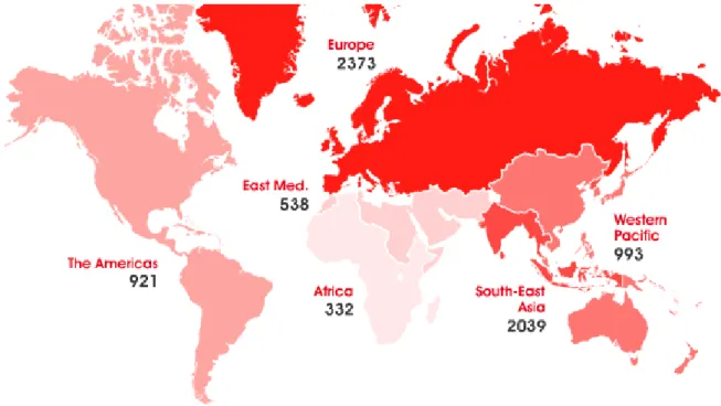 Figura 2: Distribuição da doença isquémica coronária no mundo. 6