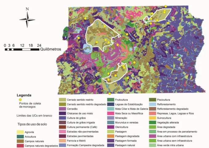 Figura  2.  Mapa  qualificado  de  cobertura  vegetal  e  uso  de  solo  do  Distrito  Federal,  Brasil  (Alexandre  Carvalho  2012,  com