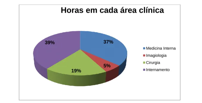 Gráfico 1 - Horas dispensadas em cada área clínica hospitalar 