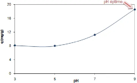 Figura 21 – Quantidade de Atenolol adsorvida em função do pH para os NTC 