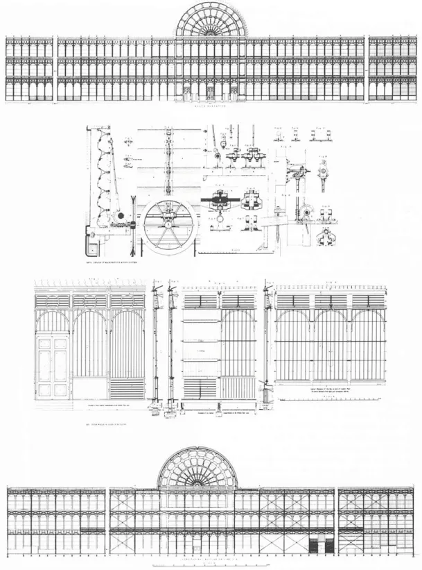 Figura 4 | PAXTON, J., Palácio de Cristal - alçados, cortes e pormenores construtivos, seções e  detalhes, Londres, Reino Unido, 1851