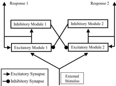 Figure 2.4: A competitive recurrent network.