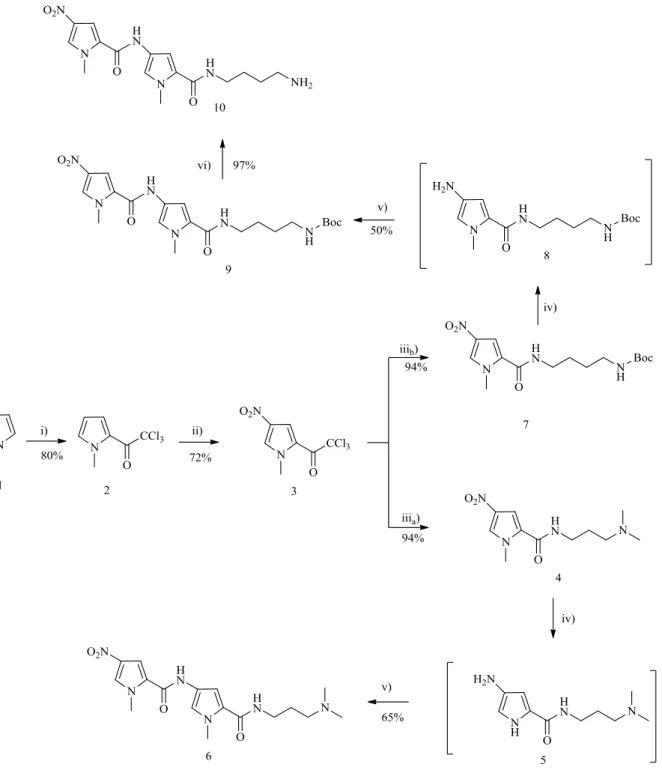 Figura 2.1. Esquema representativo da estratégia de síntese para preparação dos agentes de  ligação ao ADN