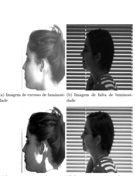 Figura 3.1: Examplos de níveis de luminosidade muito diferenciada antes e depois da fase de pré processamento.