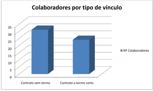 Gráfico  1.6  Colaboradores  por  tipo  de  vínculo.  Dados  extraídos  do  programa  primavera