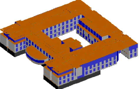 Figura 4.26 – Desenho em 3D assistido por computador, para o edifício em estudo:  