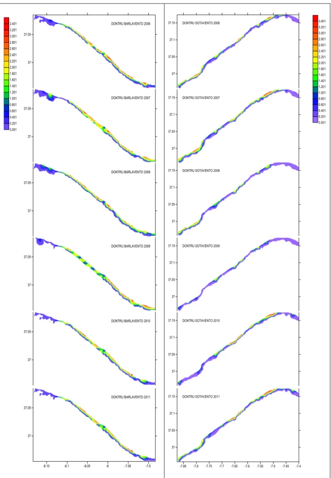 Fig. 3.4- D. trunculus spatial variation in Barlavento and Sotavento from 2006 to 2011 