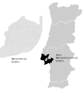 Figura 4- Área Metropolitana de Lisboa e Município de Lisboa (Fonte: 